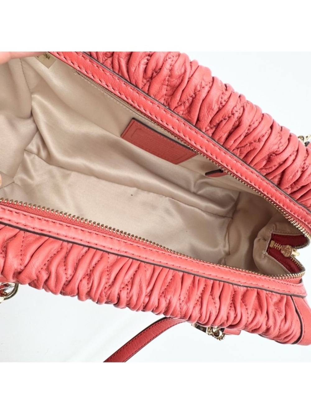 Coach Limited Edition Madison Gathered Chevron Red Leather Madeline Satchel NWT - Picture 11 of 13